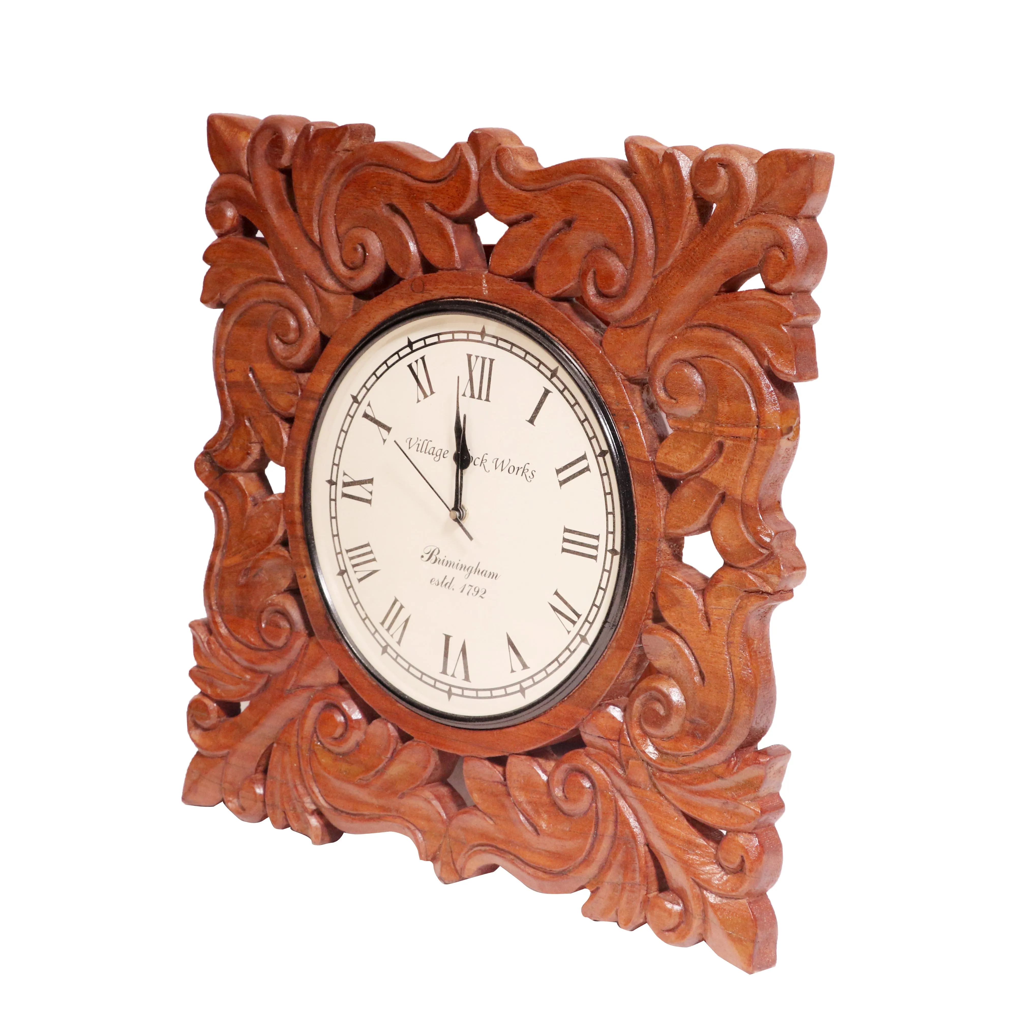 Wooden Diamond clock in natural polish