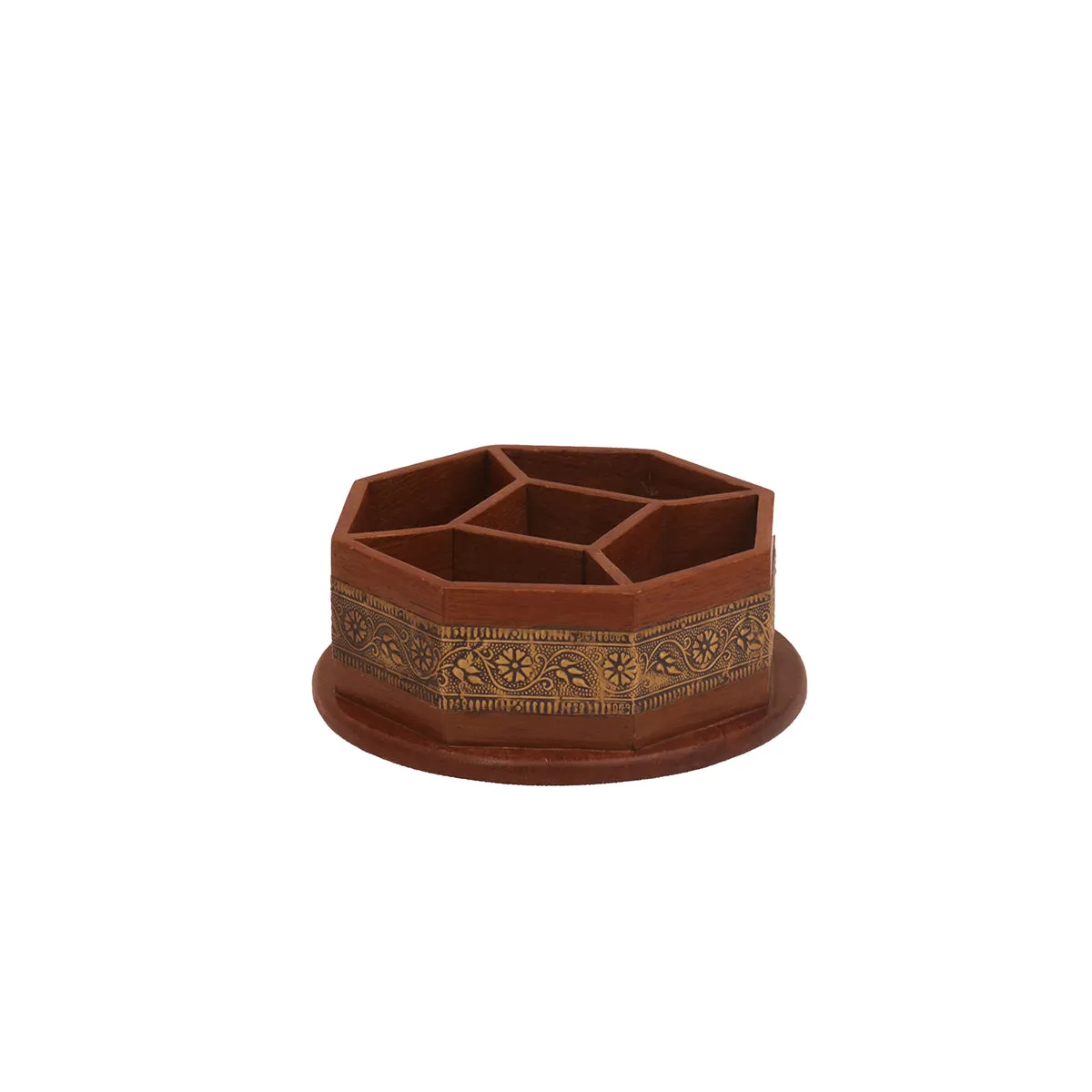 Wooden Diamond-Shaped Natural Tone Desk Organizer