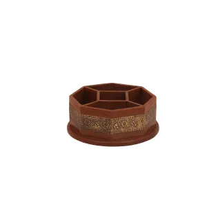 Wooden Diamond-Shaped Natural Tone Desk Organizer