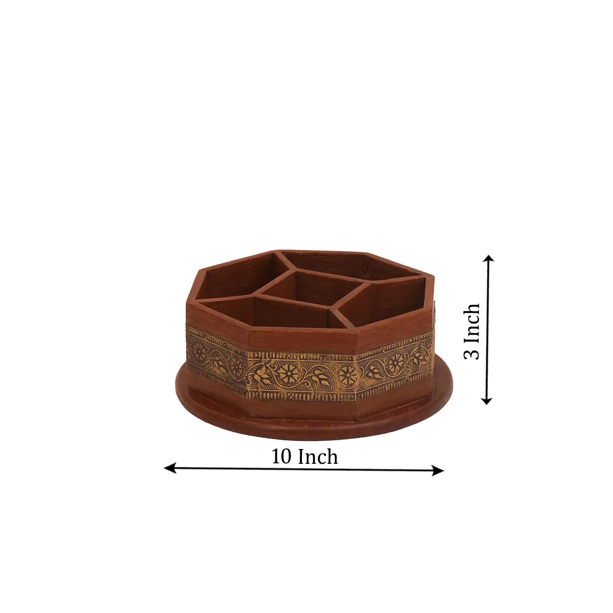 Wooden Diamond-Shaped Natural Tone Desk Organizer
