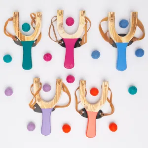 Wooden Slingshot with Felt Ammo