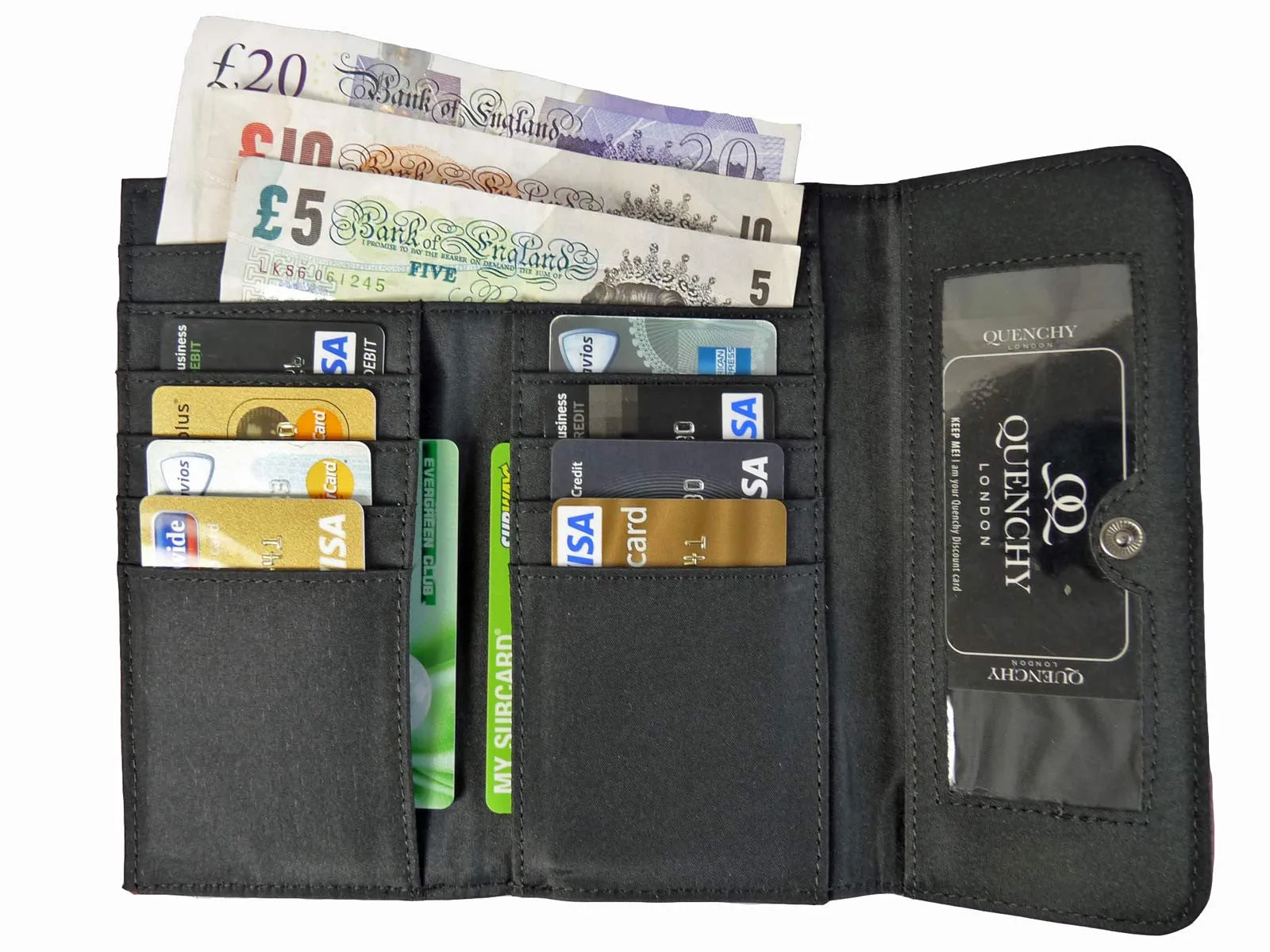 X-Large Leather Purse 20 Credit Card Slots 2 Coin Trays QL844