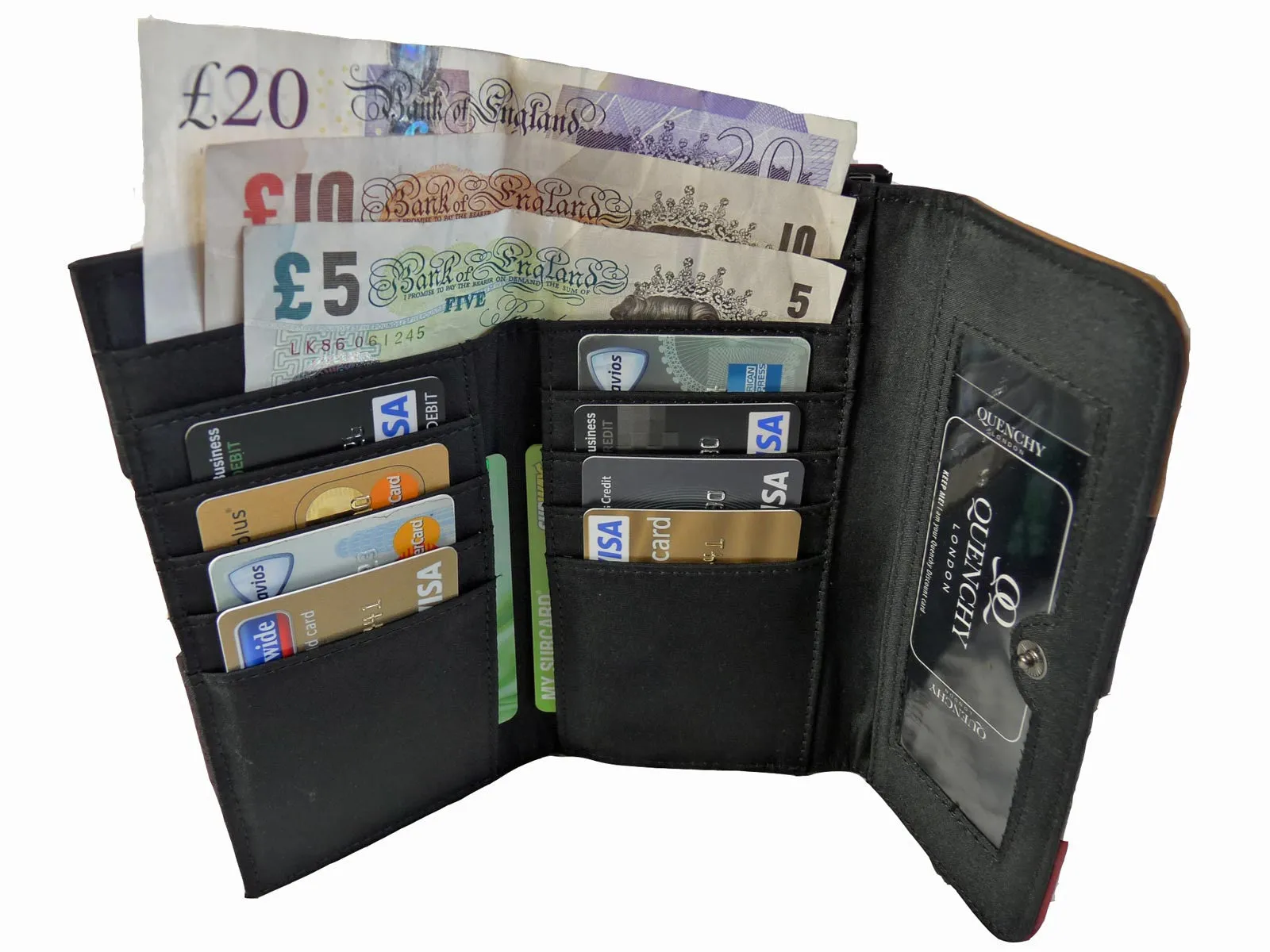 X-Large Leather Purse 20 Credit Card Slots 2 Coin Trays QL844