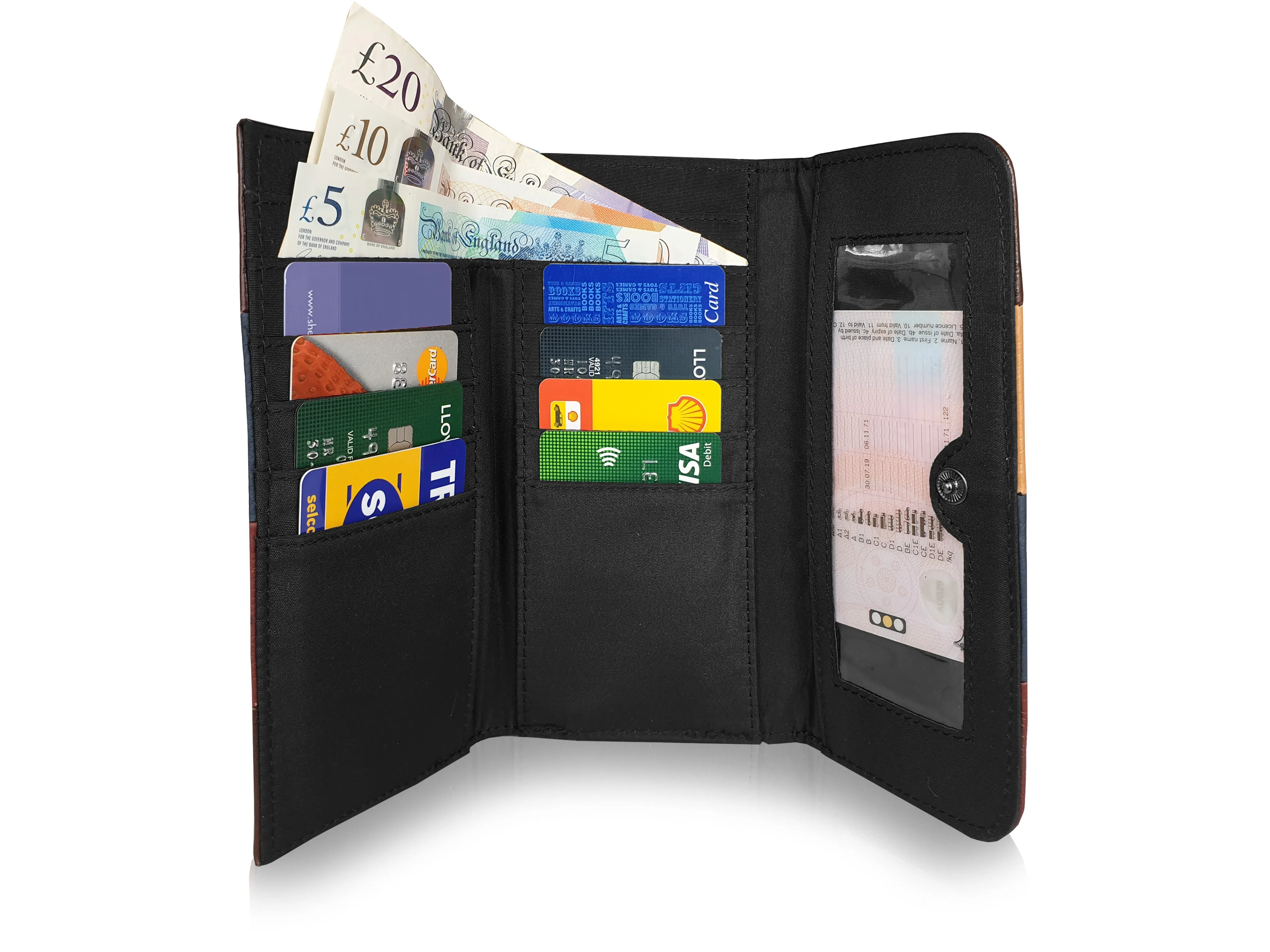 X-Large Leather Purse 20 Credit Card Slots 2 Coin Trays QL844