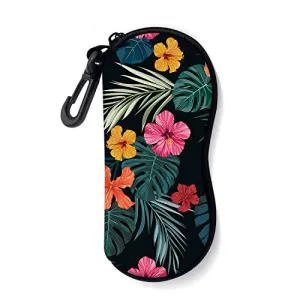 ZAXMEY Sunglasses Soft Case with Carabiner Ultra Light Neoprene Zipper Eyeglass,Palm Leaf