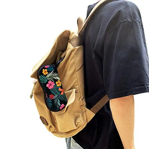ZAXMEY Sunglasses Soft Case with Carabiner Ultra Light Neoprene Zipper Eyeglass,Palm Leaf