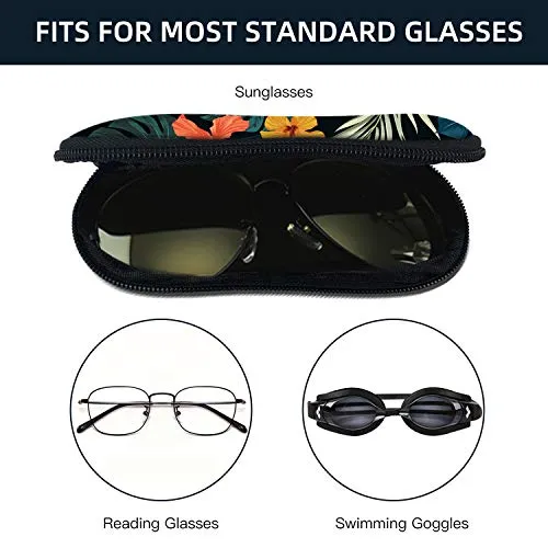 ZAXMEY Sunglasses Soft Case with Carabiner Ultra Light Neoprene Zipper Eyeglass,Palm Leaf