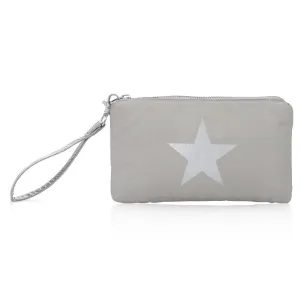 Zip Wristlet in Earth Gray with Silver Star